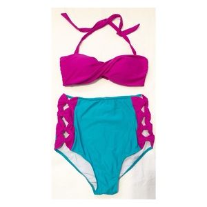 VSHA 2 Piece Swimsuit Open on Sides Bright Colors